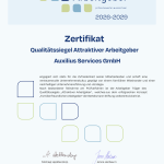 Urkunde Attraktiver Arbeitgeber_2026_2029_Auxilius Services GmbH